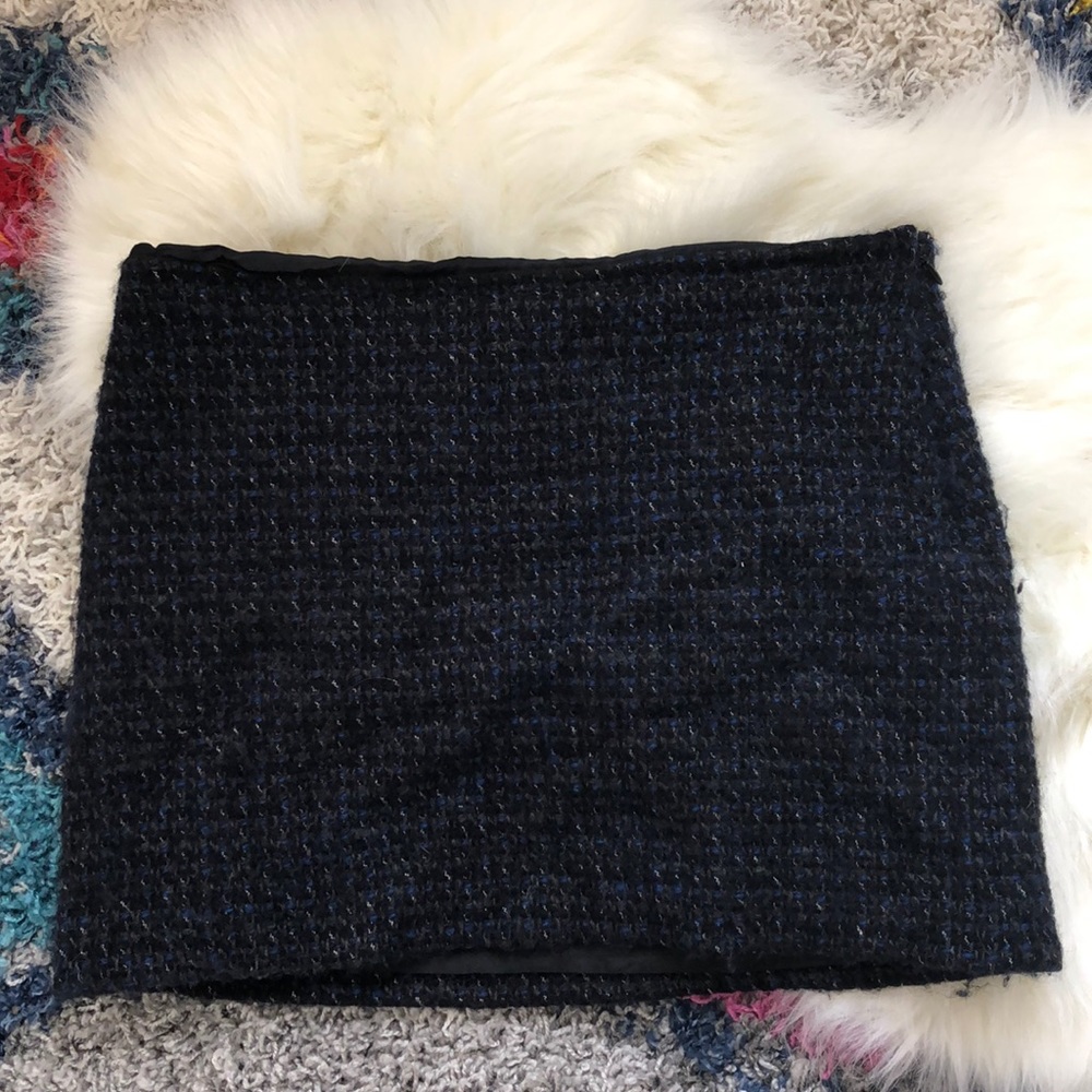 JCREW CHARCOAL, BLACK AND BLUE TWEED MINI SKIRT
